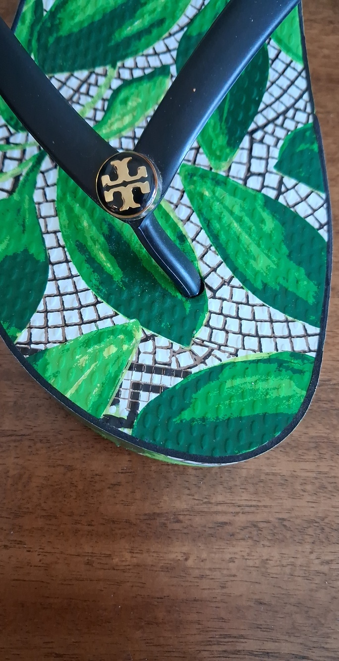 Tory Burch Thandie Tropical Leaf Platform Wedge Flip Flop Sandal ** Size 8.5 - Picture 5 of 9